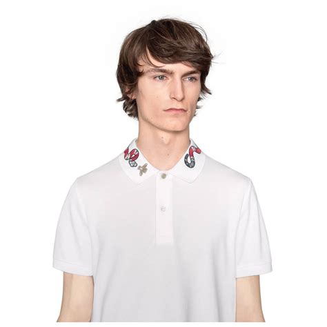 gucci cotton polo with snake embroidery replica|Gucci White Cotton Polo With Snake Embroidery for men .